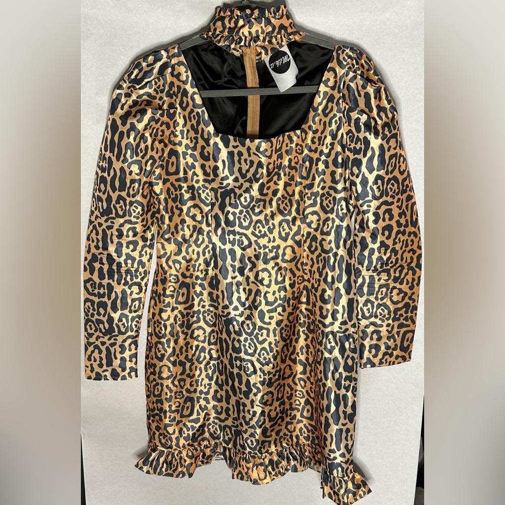 Milk.it taffeta leopard print mini dress.